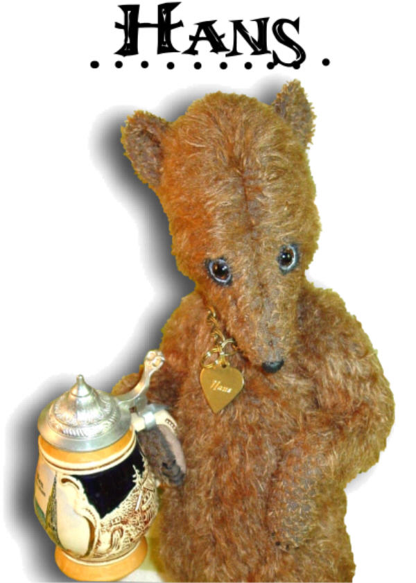 Hans available for immediate adoption from handmade mohair teddy bear artist Denise Purrington